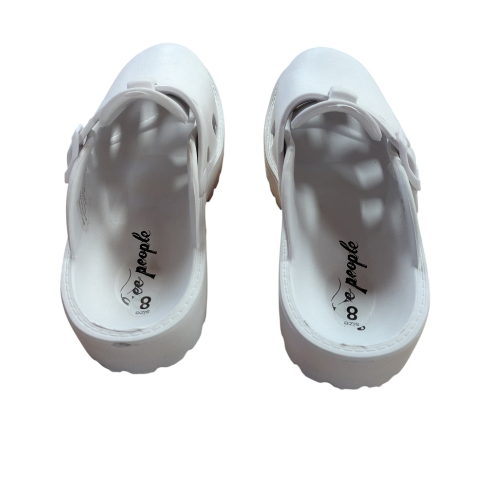 Free People Karlie Buckle Clogs White Size 8 - Picture 4 of 9